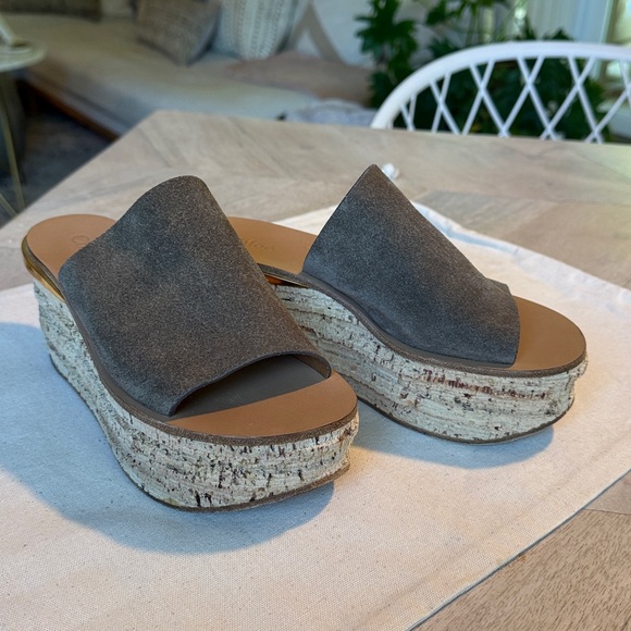 CHLOE Camille Wedge Slide Sandal in Dark Griege / Taupe sz US 7 / IT 37 RARE! - Picture 3 of 13
